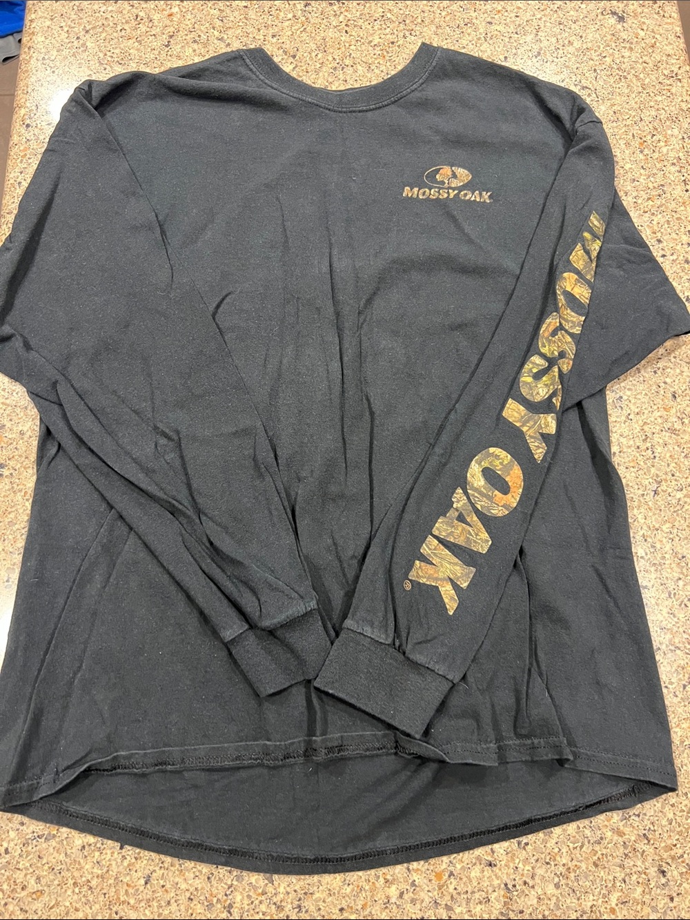 Mossy Oak Black Long Sleeve Logo Tee hunting camo xl 100% cotton z24